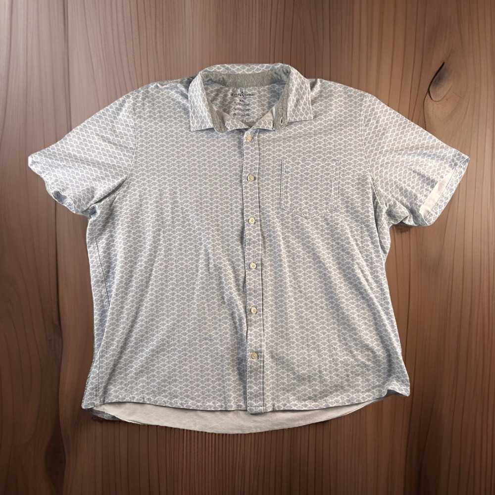 Tailor Vintage Button Up Shirt Mens XXL White Blue Short Sleeve Preppy